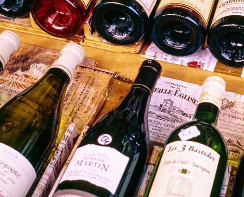 French wine bottles