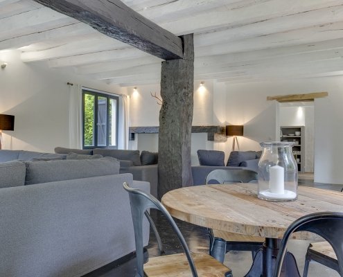 Beautiful gite lounge with table in foreground