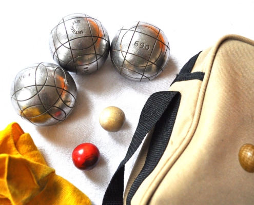 Boules and jack ready for petanque