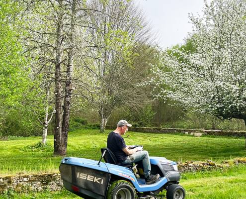 Mowing the new lawn Mowing the beautiful new lawn