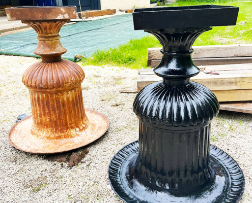 Restoring ornate urns for the gite garden