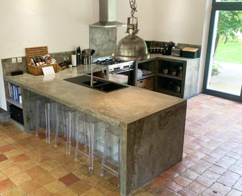 Granite work surfaces of kitchen