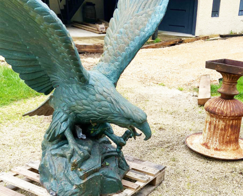 The statue waiting to be placed
