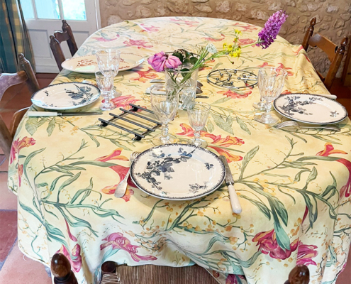 The dining table set for a truffle feast