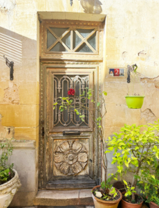 Pretty front door in Cadouin, Perigord