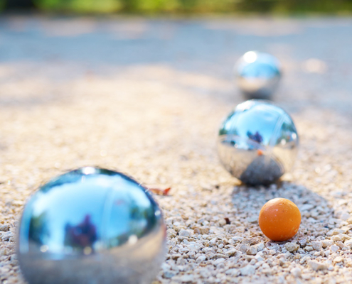 Petanque balls and jack