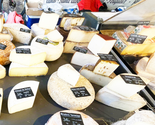 Cheese stall at Issigeac market