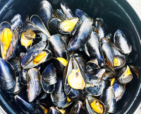 Moules Mariniere for lunch at Issigeac market
