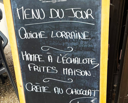 French dining menu on the street