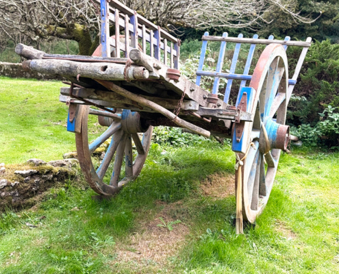 Antique wagon before painting Old hay wagon before repainting