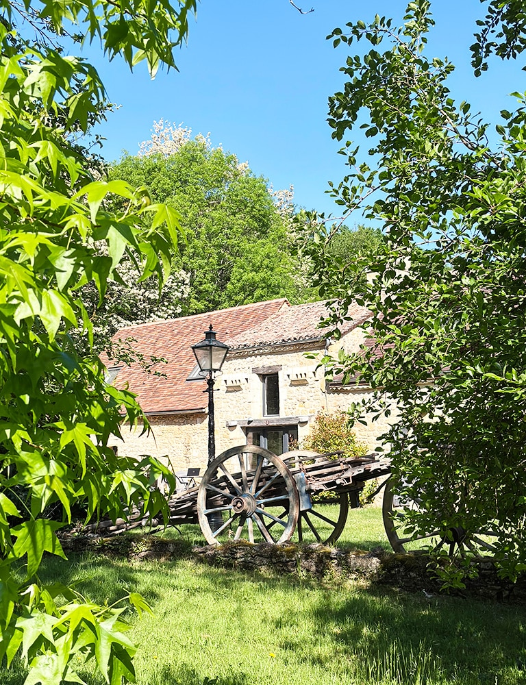 Antique wagon outside Dordogne gite Beautiful old hay waggon outside the gite in the Dordogne