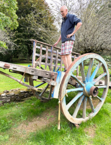 Peter on the wagon! Gite owner working on the waggon