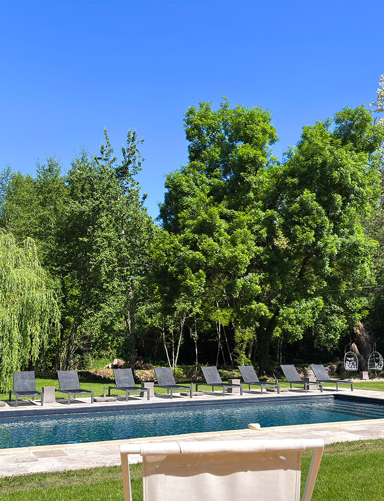 Relax and put your feet up Swimming pool area at the Dordogne gite